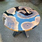 [BCS005] Circular Black Walnut Island Epoxy Dining Table