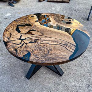 [BCT114] Black Walnut Circular Transparent Epoxy Dining Table