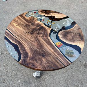 BCX002 Circular Black Walnut Epoxy Dining Table