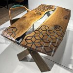 [BGT001]Geometric Figure Black Walnut Transparent Epoxy Dining Table