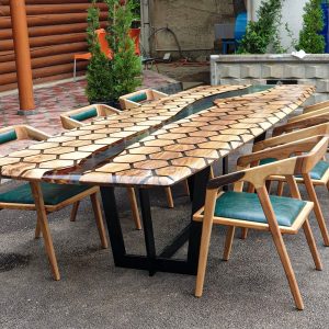 [BGT002] Geometric Figure Black Walnut Transparent Epoxy Dining Table