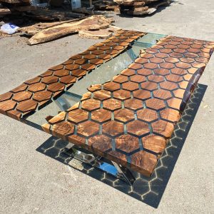 [BGT005] Geometric Figure Black Walnut Transparent Epoxy Table
