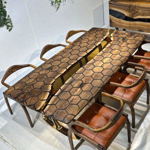 [BGT006] Geometric Figure Black Walnut Transparent Epoxy Table