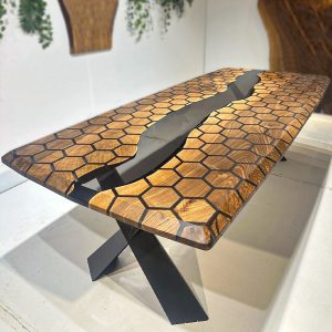 [BGT007] Geometric Figure Black Walnut Transparent Epoxy Table