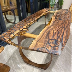 [BGT008] Geometric Figure Black Walnut Transparent Epoxy Table