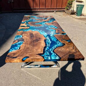 [BSO008] Square Black Walnut Island Epoxy Dining Table