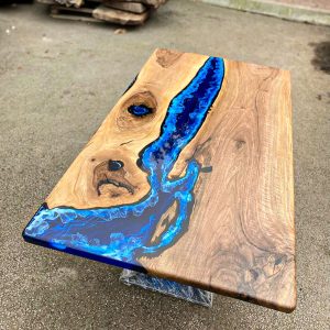 [BSO012] Square Black Walnut Ocean & Wave Epoxy Dining Table