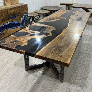 [BSS203] Square Black Walnut Solid color Epoxy Dining Table