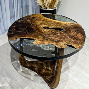 [OCR006] Circular Olive wood Ripple Epoxy Dining Table