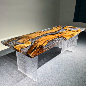 [OSI002] Square Icestorm Olive wood Epoxy Table