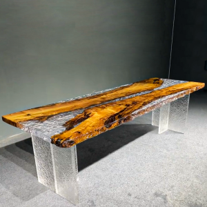 [OSI005] Square Icestorm Olive wood Epoxy Table