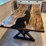 [OSS201] Square Olive wood Solid color Epoxy Dining Table