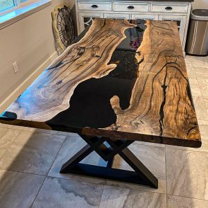[OSS201] Square Olive wood Solid color Epoxy Dining Table