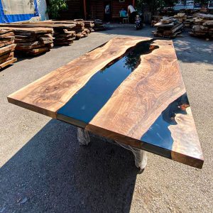 [OSS205] Square Olive wood Solid color Epoxy Dining Table