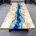 [PSB002] Square Polar Wood Sandbeach Epoxy Dining Table