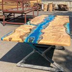 [PSB005] Square Poplar wood Sandbeach Epoxy Dining Table