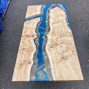 [PSB006] Square Poplar wood Sandbeach Epoxy Dining Table