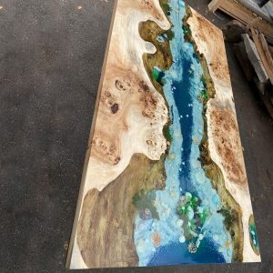 [PSB008] Square Poplar wood Sandbeach Epoxy Dining Table