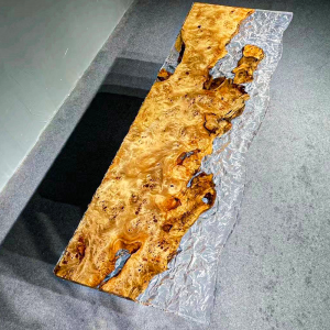 [PSI001] Square Icestorm Poplar wood Epoxy Table