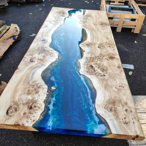 [PSO015] Square Poplar wood Ocean & Wave Epoxy Table