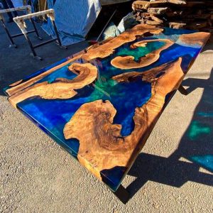 [TSM030] Metallic Binmu tumor Square Epoxy Dining Table