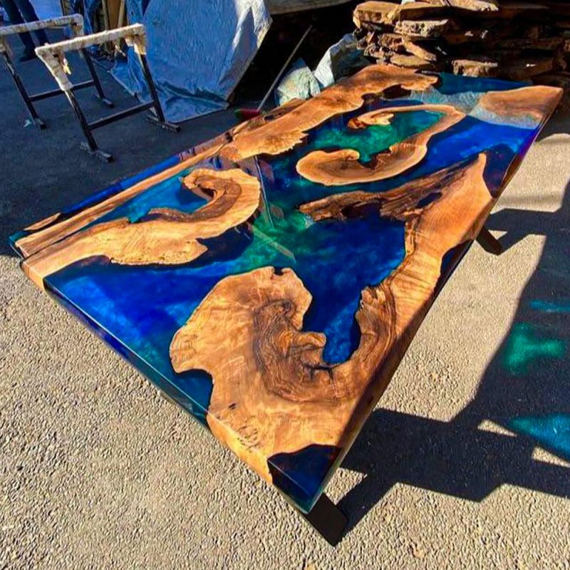 [TSM030] Metallic Binmu tumor Square Epoxy Dining Table