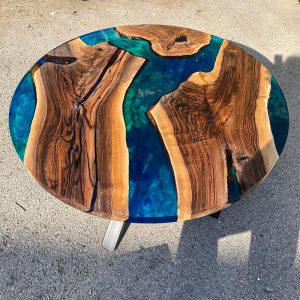 [WCM025] Metallic Walnut wood Circular Epoxy Dining Table