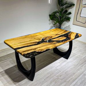 [BSM004] Black Walnut Metallic Square Epoxy Table