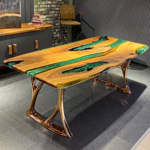 [BSM007] Black Walnut Metallic Square Epoxy Table