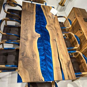 [BSM013] Black Walnut Metallic Square Epoxy Table