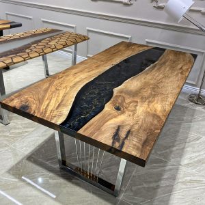 [BSM014] Black Walnut Metallic Square Epoxy Table