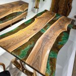 [BSM015] Black Walnut Metallic Square Epoxy Table
