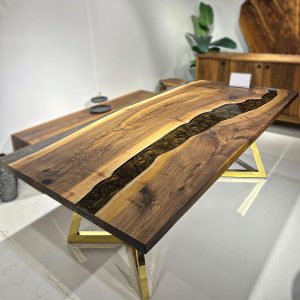 [BSM016] Black Walnut Metallic Square Epoxy Table