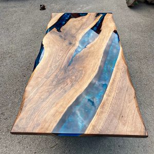 [BSM023] Black Walnut Metallic Square Epoxy Table