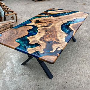 [BSM033] Black Walnut Metallic Square Epoxy Table