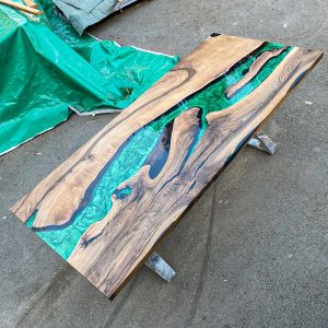 [BSM035] Black Walnut Metallic Square Epoxy Table