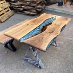 [BSM036] Black Walnut Metallic Square Epoxy Table