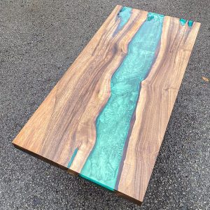 [BSM037] Black Walnut Metallic Square Epoxy Table