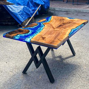 [BSO013] Square Black Walnut Ocean & Wave Epoxy Dining Table