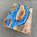 [BSO017] Square Black Walnut Ocean & Wave Epoxy Dining Table