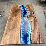 [BSO020] Square Black Walnut Ocean & Wave Epoxy Dining Table