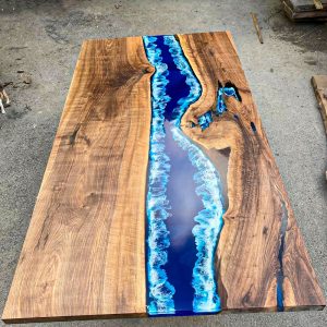 [BSO020] Square Black Walnut Ocean & Wave Epoxy Dining Table