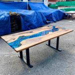 [BSO022] Square Black Walnut Ocean & Wave Epoxy Dining Table