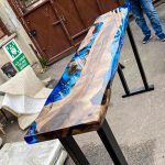 [BSO023] Square Black Walnut Ocean & Wave Epoxy Dining Table