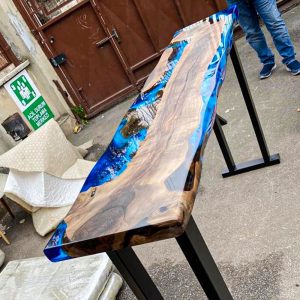 [BSO023] Square Black Walnut Ocean & Wave Epoxy Dining Table