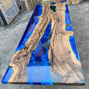 [BSO025] Square Black Walnut Ocean & Wave Epoxy Dining Table