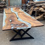 [BSO026] Square Black Walnut Ocean & Wave Epoxy Dining Table