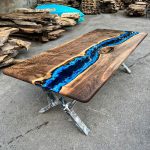 [BSO034] Square Black Walnut Ocean & Wave Epoxy Dining Table