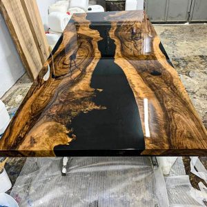 [BSS211] Black Walnut Opacity Solid color Epoxy Table