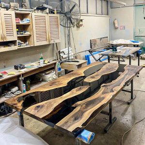 [BSS213] Black Walnut Opacity Solid color Epoxy Table